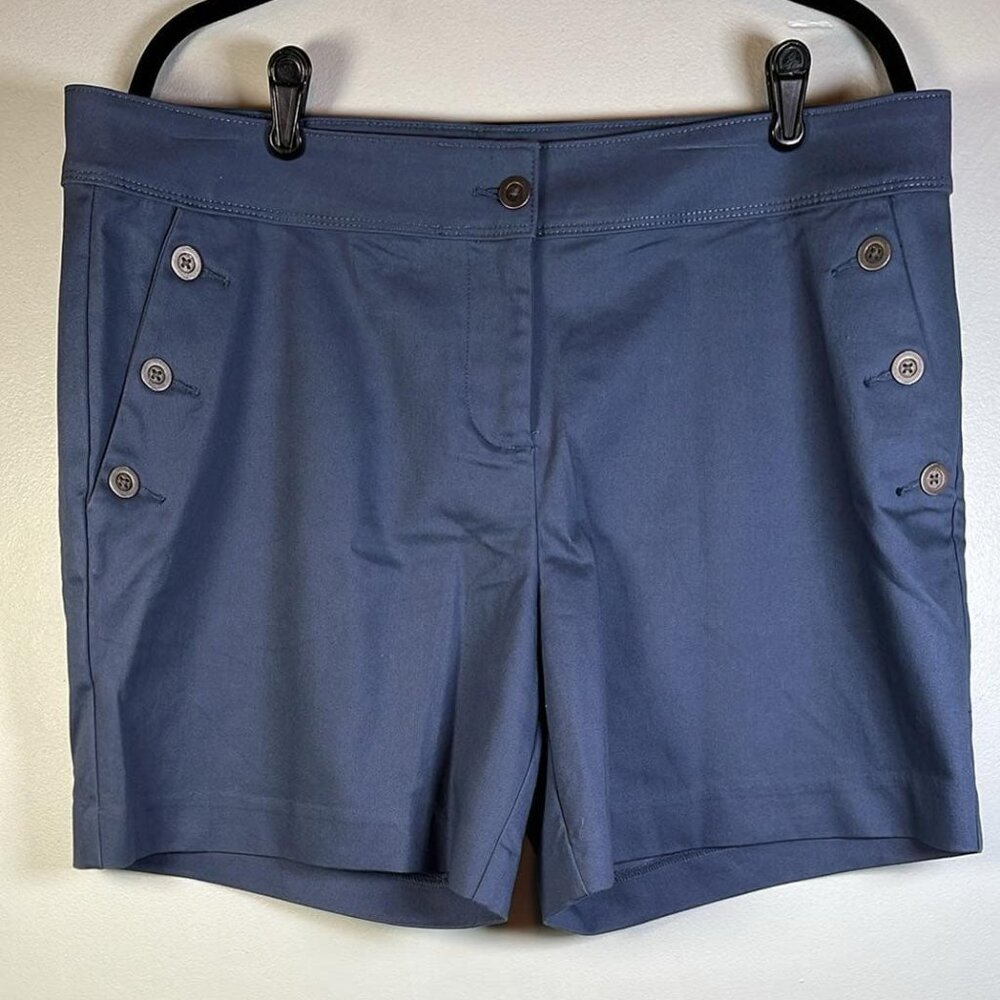 Isaac Mizrahi Shorts Blue Bermuda Nautical Cotton‎ Spandex Shorts Size 16